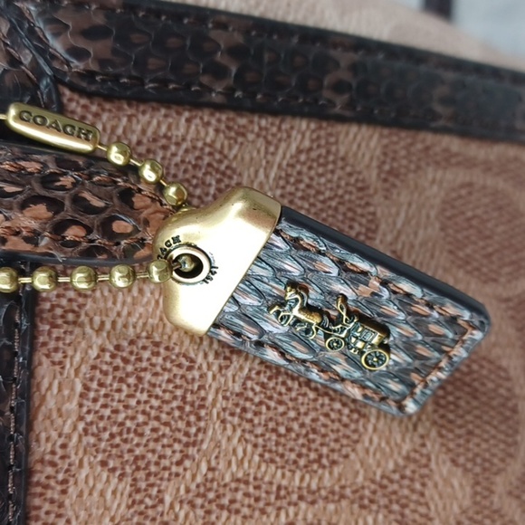 Coach Troupe Tote 16 In Signature Canvas With Snakeskin Detail - Picture 11 of 15